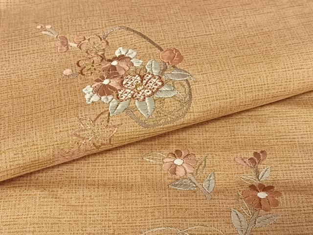 平和屋着物●本場染大島紬 訪問着 総刺繍 花篭文 暈し染め 正絹 逸品 AAAY0297zg