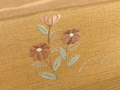 平和屋着物●本場染大島紬 訪問着 総刺繍 花篭文 暈し染め 正絹 逸品 AAAY0297zg
