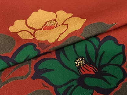 平和屋着物●豪華振袖 草花シルエット 椿 金彩 正絹 逸品 AAAY0298zg