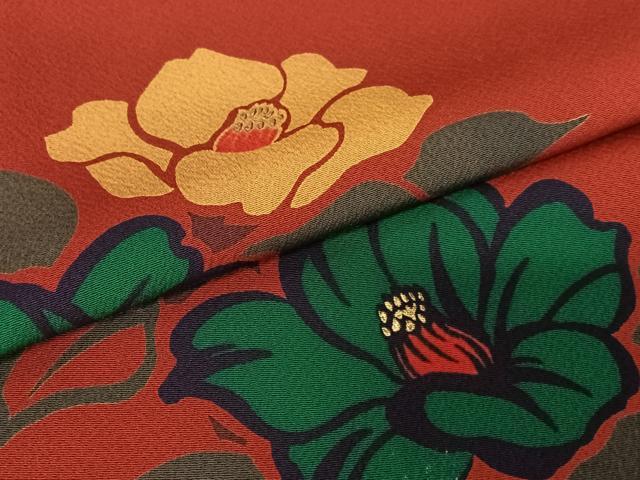 平和屋着物●豪華振袖 草花シルエット 椿 金彩 正絹 逸品 AAAY0298zg