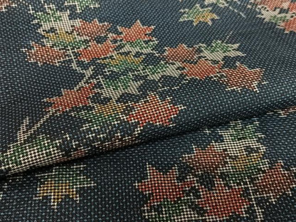 平和屋着物●本場大島紬 一元絣 枝葉文 楓 正絹 逸品 AAAY0299zg