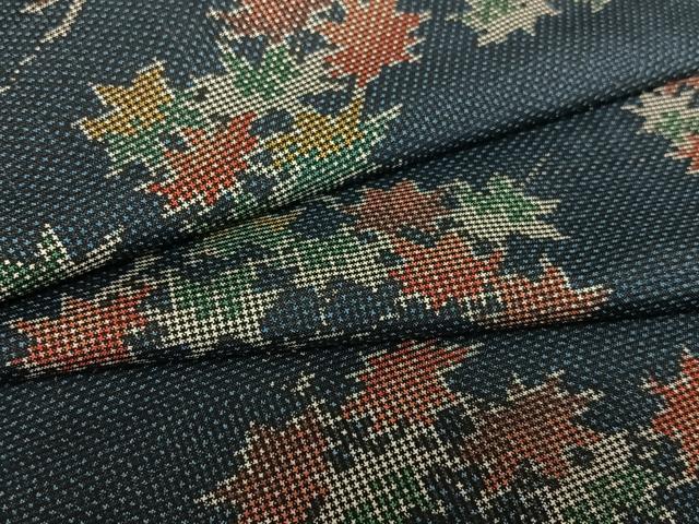 平和屋着物●本場大島紬 一元絣 枝葉文 楓 正絹 逸品 AAAY0299zg
