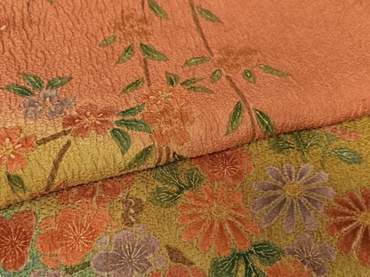 平和屋着物●訪問着 草花文 枝垂れ桜 暈し染め 金彩 正絹 逸品 AAAY0304zg