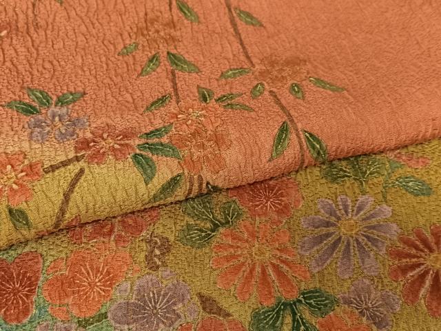 平和屋着物●訪問着 草花文 枝垂れ桜 暈し染め 金彩 正絹 逸品 AAAY0304zg