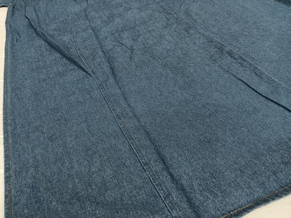 平和屋着物▽デニム着物 小紋 単衣 デニム地 青藍色 ロング丈 綿 逸品 AAAY0311zg