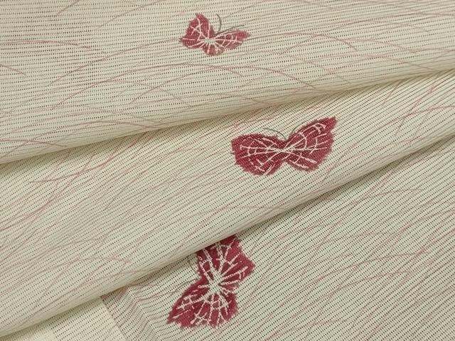 平和屋着物＊夏物　小紋　絽　舞蝶文　洗える着物　AAAY0455sx