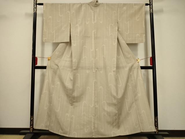 平和屋着物▽本塩沢 単衣 110亀甲 幾何学文様 正絹 逸品 AAAY0491sx