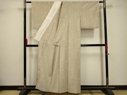 平和屋着物▽本塩沢 単衣 110亀甲 幾何学文様 正絹 逸品 AAAY0491sx