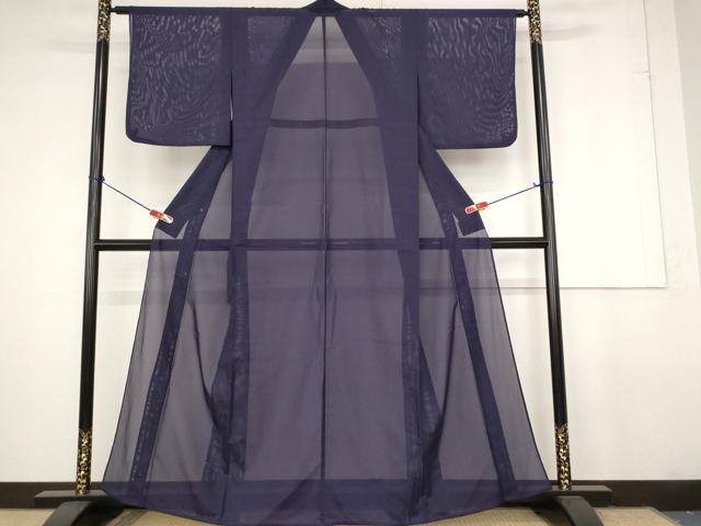 平和屋着物＊夏物　色無地　絽　濃鼠色　洗える着物　AAAY0645st