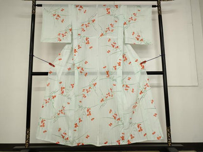 平和屋着物＊夏物 小紋 絽 草花文 洗える着物 AAAY0647st