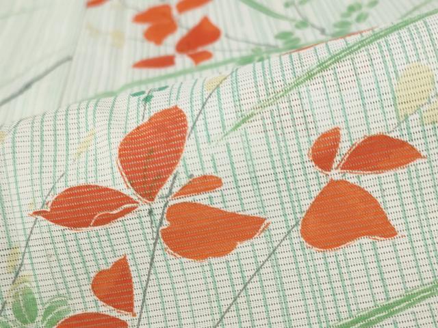 平和屋着物＊夏物 小紋 絽 草花文 洗える着物 AAAY0647st