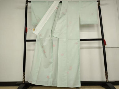 平和屋着物＊夏物　小紋　絽　舞花文　洗える着物　AAAY0663st