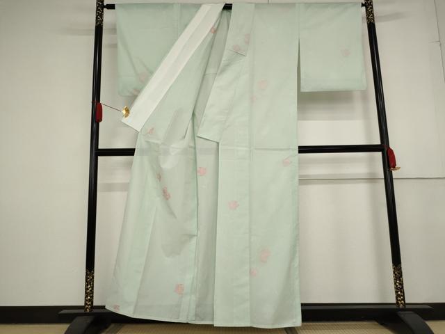 平和屋着物＊夏物　小紋　絽　舞花文　洗える着物　AAAY0663st