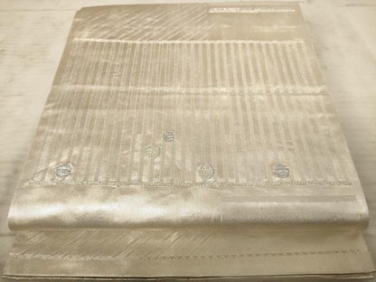 平和屋着物◎六通柄袋帯　幾何学文　銀糸　正絹　逸品　AAAY0725dt