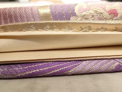 平和屋着物◎六通柄袋帯　唐織　正倉院花文　銀糸　正絹　逸品　AAAY0738dt