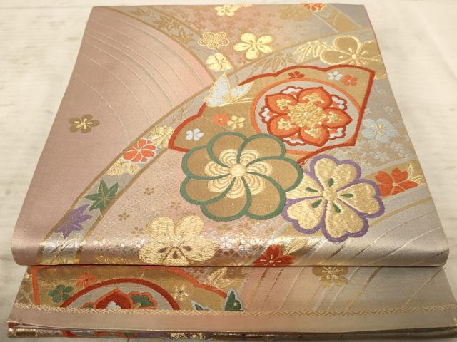 平和屋着物◎六通柄袋帯　花蝶文　金銀糸　正絹　逸品　AAAY0753dt