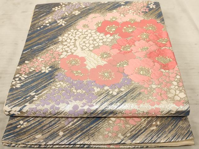 平和屋着物◎六通柄袋帯 唐織 鳳凰花文 彩光織 純銀箔 正絹 逸品 AAAY0756dt
