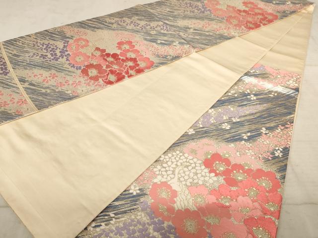 平和屋着物◎六通柄袋帯 唐織 鳳凰花文 彩光織 純銀箔 正絹 逸品 AAAY0756dt