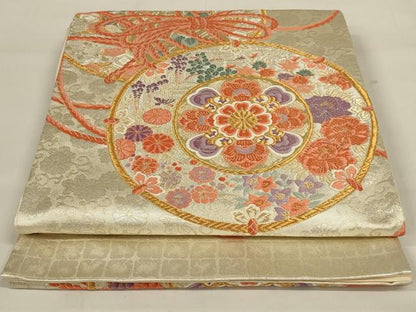 平和屋着物◎太鼓柄袋帯　花鼓文　金銀糸　正絹　逸品　AAAY0829ou