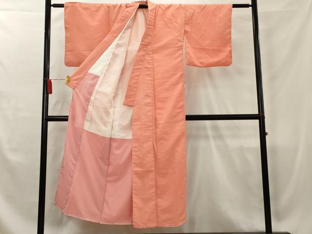 平和屋着物■色無地　花菱地紋　真朱色　洗える着物　AAAY0882cs