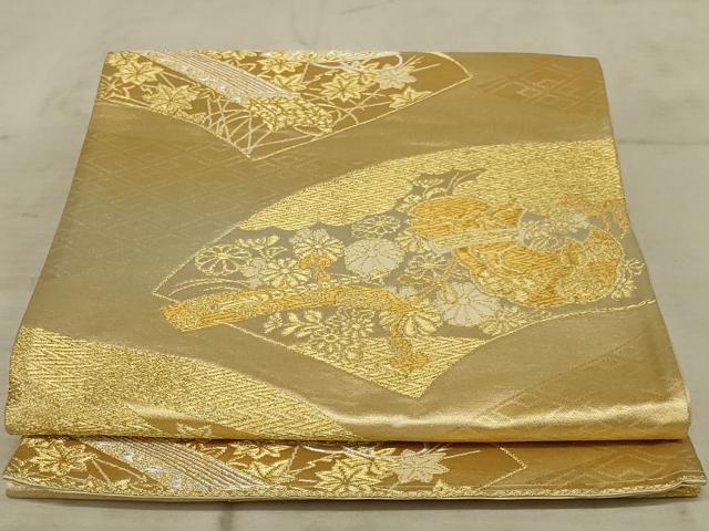 平和屋着物◎六通柄袋帯　地紙花文　金銀糸　正絹　逸品　AAAY1454ou
