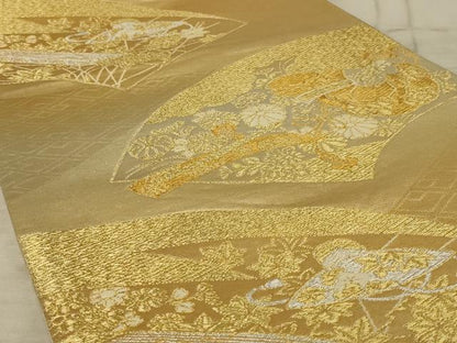 平和屋着物◎六通柄袋帯　地紙花文　金銀糸　正絹　逸品　AAAY1454ou