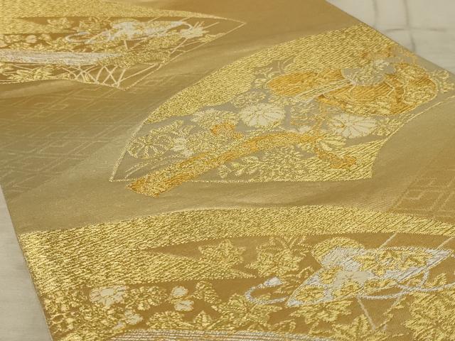 平和屋着物◎六通柄袋帯　地紙花文　金銀糸　正絹　逸品　AAAY1454ou
