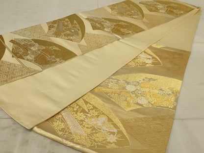 平和屋着物◎六通柄袋帯　地紙花文　金銀糸　正絹　逸品　AAAY1454ou