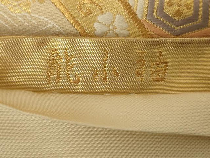 平和屋着物◎六通柄袋帯　唐織　能小袖　金糸　正絹　逸品　AAAY1466ou
