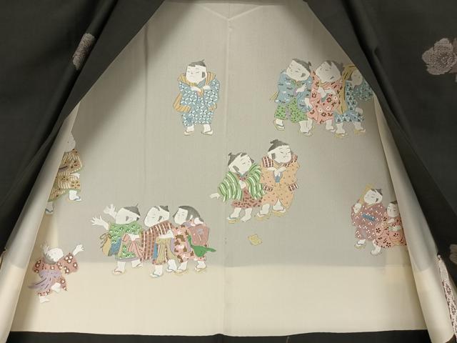 平和屋着物●本場大島紬　アンサンブル　カタス９マルキ　地空　椿　黒地　正絹　逸品　AAAY1491np