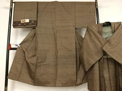 平和屋着物●男性 本場大島紬 アンサンブル 100亀甲 総詰め 残布172cm・証紙付き 正絹 逸品 AAAY1492np