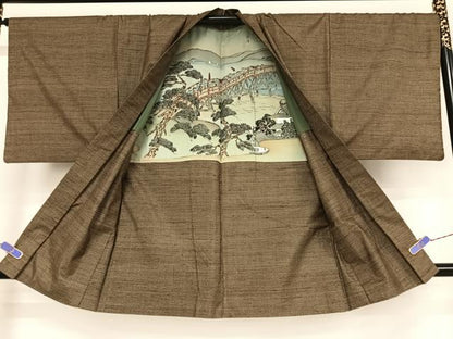 平和屋着物●男性 本場大島紬 アンサンブル 100亀甲 総詰め 残布172cm・証紙付き 正絹 逸品 AAAY1492np