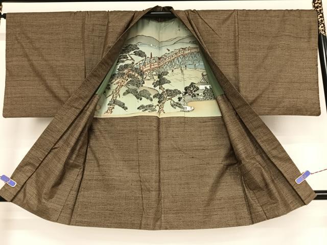 平和屋着物●男性 本場大島紬 アンサンブル 100亀甲 総詰め 残布172cm・証紙付き 正絹 逸品 AAAY1492np