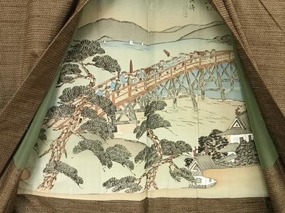 平和屋着物●男性 本場大島紬 アンサンブル 100亀甲 総詰め 残布172cm・証紙付き 正絹 逸品 AAAY1492np