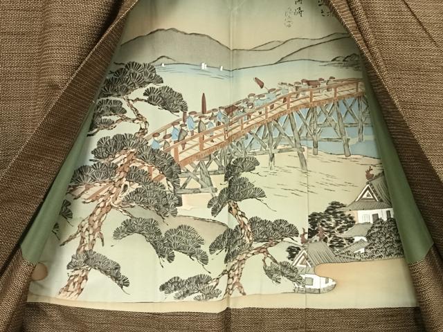 平和屋着物●男性 本場大島紬 アンサンブル 100亀甲 総詰め 残布172cm・証紙付き 正絹 逸品 AAAY1492np