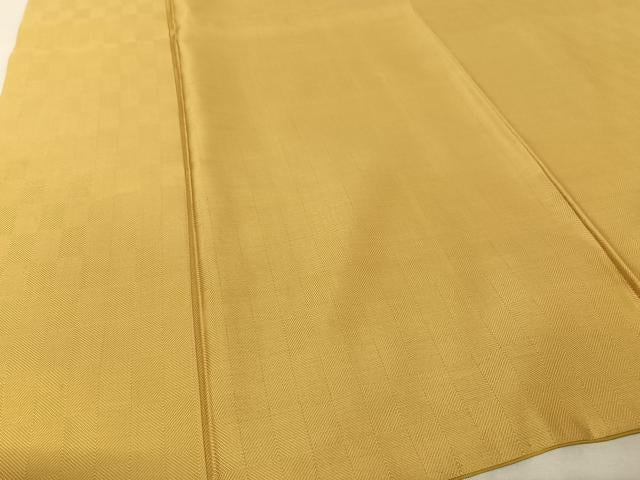 平和屋着物●菱綾織　紬　黄朽葉色　正絹　逸品　AAAY1498np