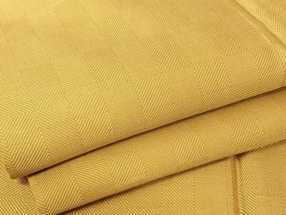 平和屋着物●菱綾織　紬　黄朽葉色　正絹　逸品　AAAY1498np