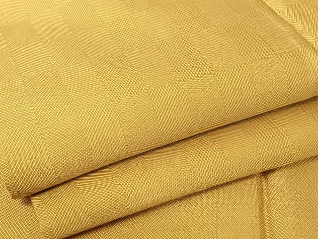 平和屋着物●菱綾織　紬　黄朽葉色　正絹　逸品　AAAY1498np