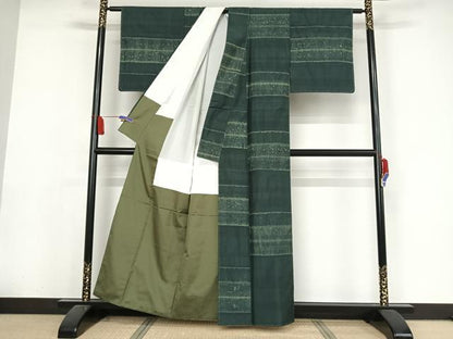 平和屋着物●本場大島紬　絞り　横段文　正絹　逸品　未使用　AAAY1506np