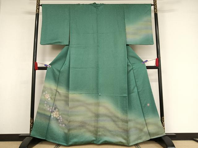 平和屋着物●久保田一竹 幻の辻が花 訪問着 暈し染め 金通し地 さが美扱い 正絹 逸品 AAAY1508np