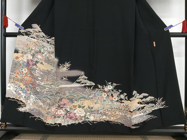 平和屋着物●人間国宝　本加賀友禅作家　二塚長生　風景草花文　正絹　逸品　AAAY1515np