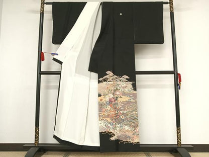 平和屋着物●人間国宝　本加賀友禅作家　二塚長生　風景草花文　正絹　逸品　AAAY1515np