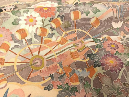 平和屋着物●人間国宝　本加賀友禅作家　二塚長生　風景草花文　正絹　逸品　AAAY1515np