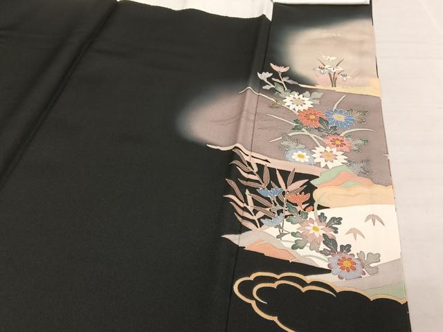 平和屋着物●人間国宝　本加賀友禅作家　二塚長生　風景草花文　正絹　逸品　AAAY1515np