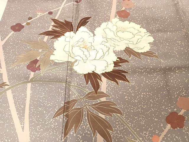 平和屋着物●創業460年・千總 訪問着 牡丹 紅藤色地 金彩 正絹 逸品 AAAY1539np