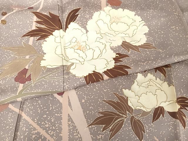 平和屋着物●創業460年・千總 訪問着 牡丹 紅藤色地 金彩 正絹 逸品 AAAY1539np