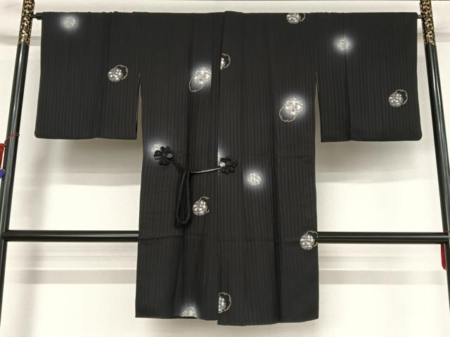 平和屋着物＃道中着 雪輪 ほたる暈し 黒地 ロング丈 正絹 逸品 AAAY1546np