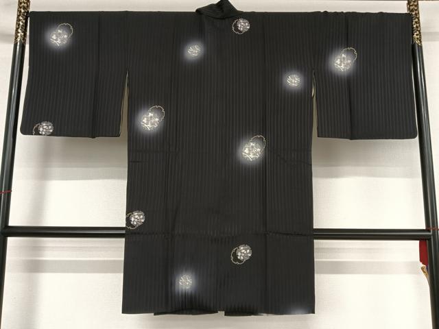 平和屋着物＃道中着 雪輪 ほたる暈し 黒地 ロング丈 正絹 逸品 AAAY1546np