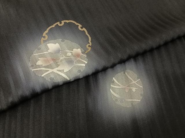 平和屋着物＃道中着 雪輪 ほたる暈し 黒地 ロング丈 正絹 逸品 AAAY1546np