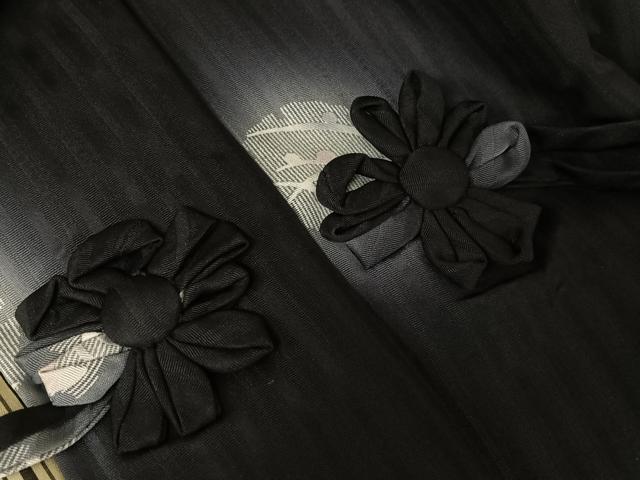 平和屋着物＃道中着 雪輪 ほたる暈し 黒地 ロング丈 正絹 逸品 AAAY1546np